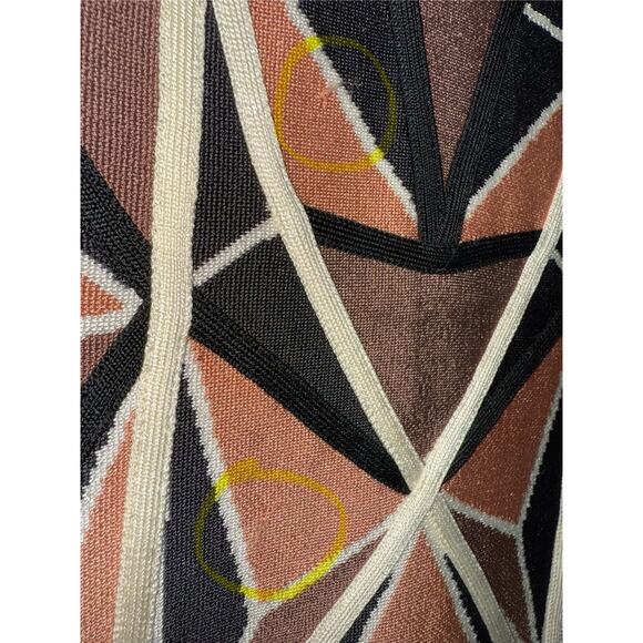 Herve Leger Brown Geometric Patchwork Jacquard Knit Hazel Mini Dress -size XXS - Picture 12 of 12